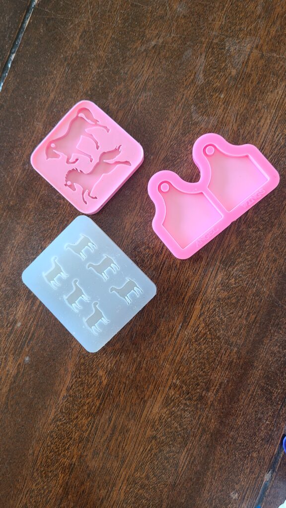 Silicone mold for making resin earrings.