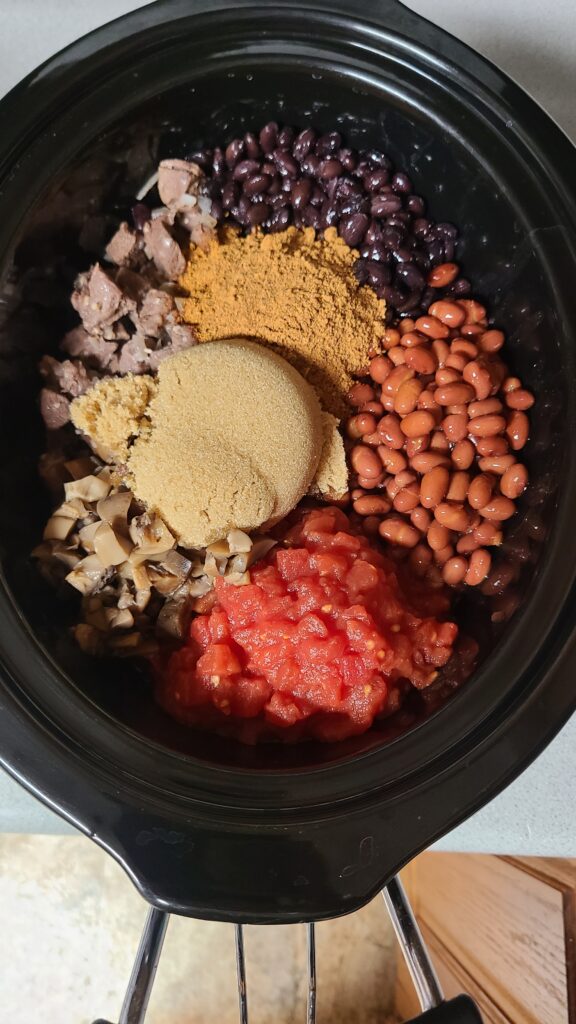 Chili ingredients in the Crock pot