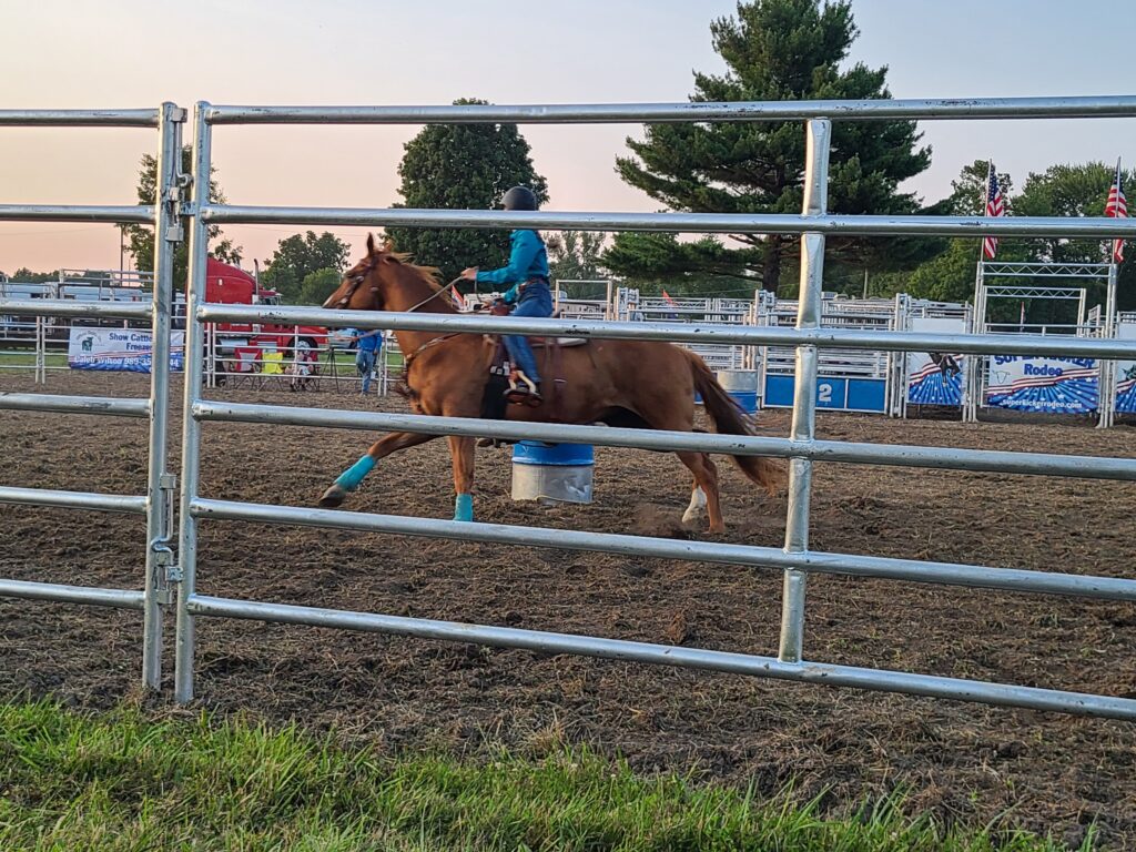 Barrel racing at a rodeo
