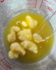 Melted beeswax with tallow added