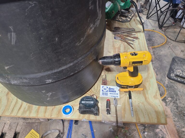 Materials needed for making a pig waterer