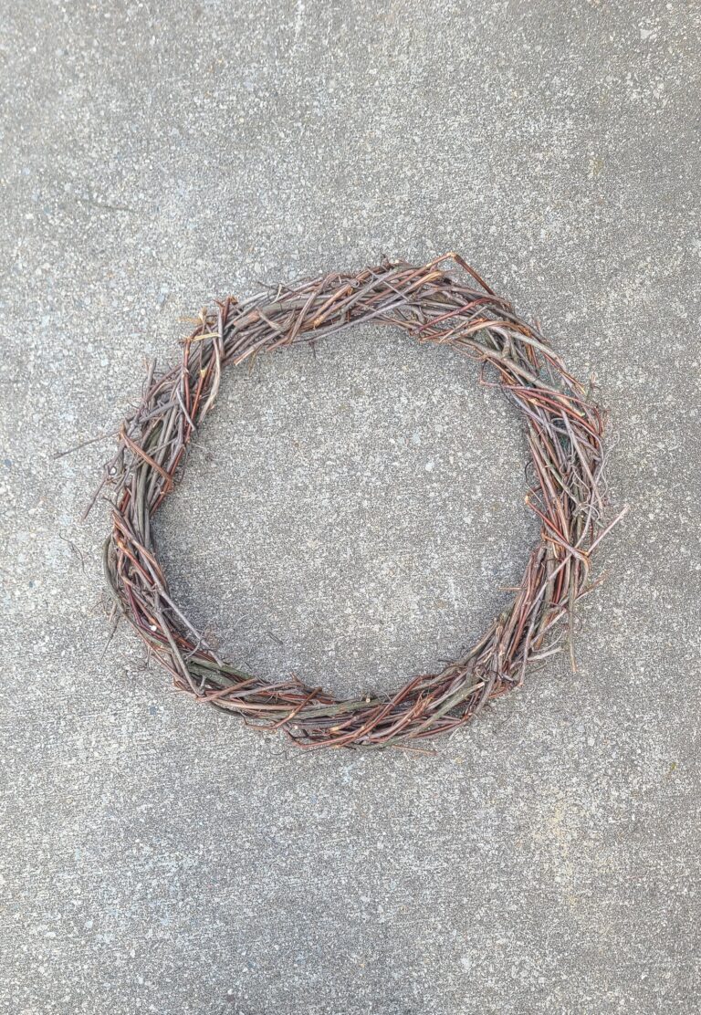A handmade wild grapevine wreath