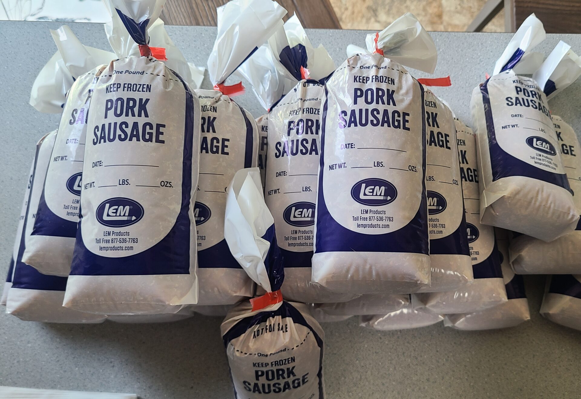 1 pound bags of homemade pork sausage