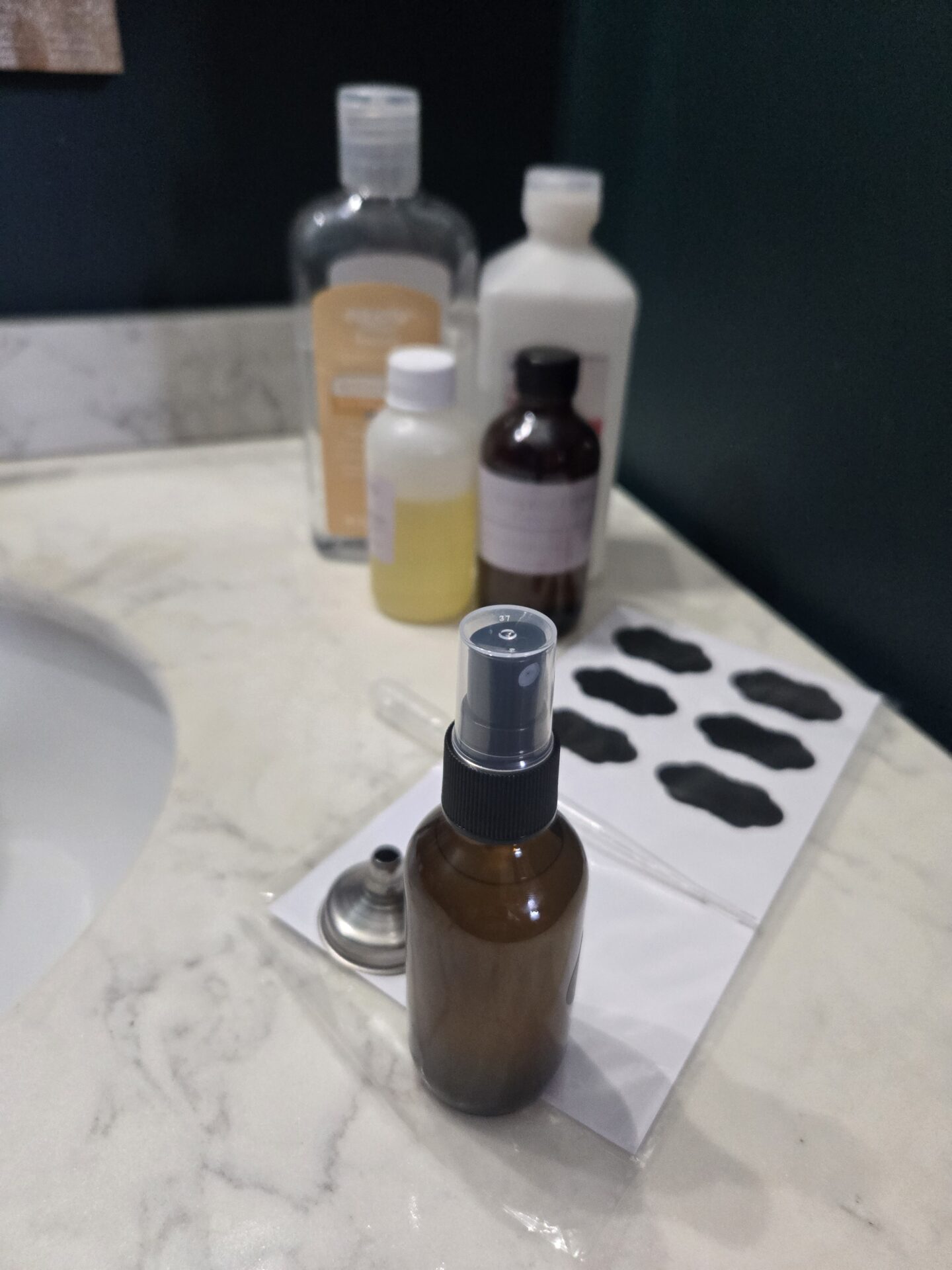 Homemade body spray ingredients.