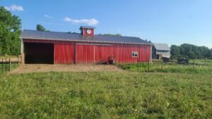 Back side of barn with run-in and pasture access.
