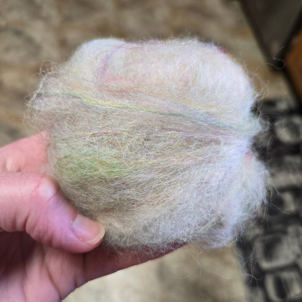 Fiber wrapped around a wet bar of soap,