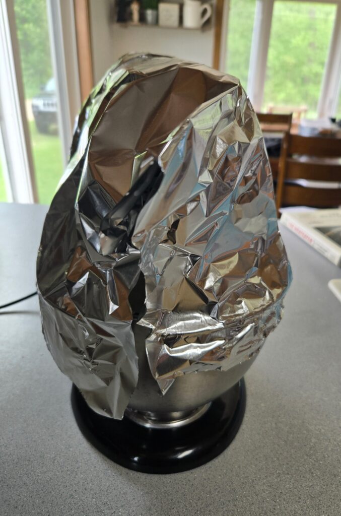 How to make butter with KitchenAid mixer covered in tin foil.