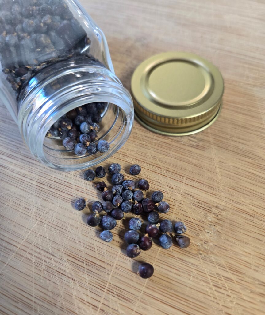 Dried juniper berries.
