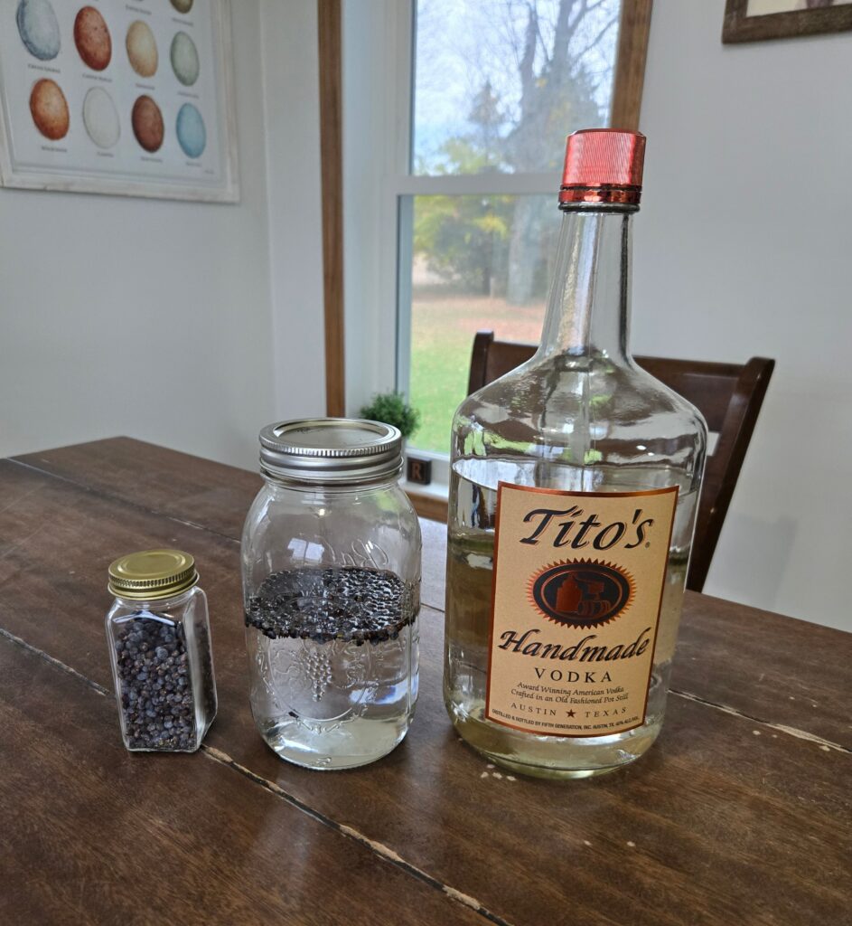 First steps in making compound gin.