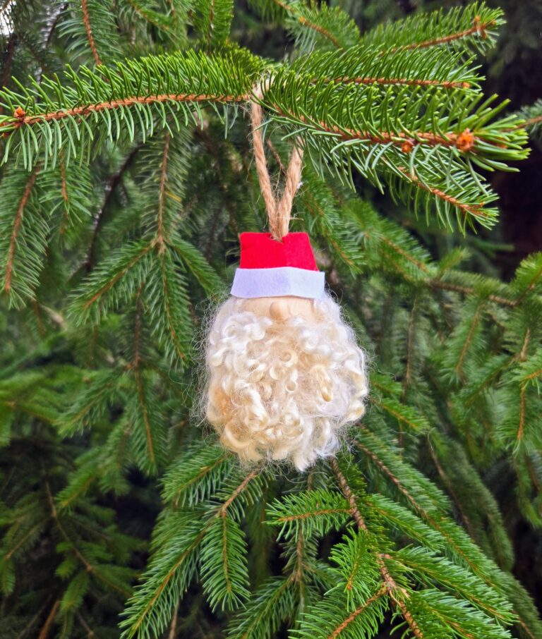 Santa ornament with a mohair beard.