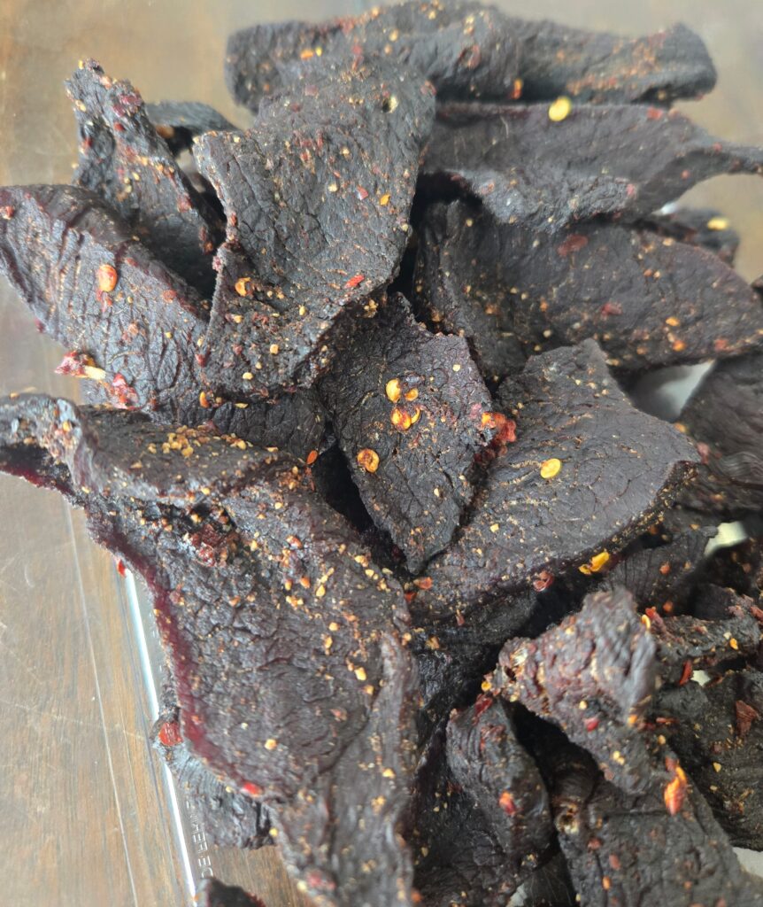 Homemade venison jerky.