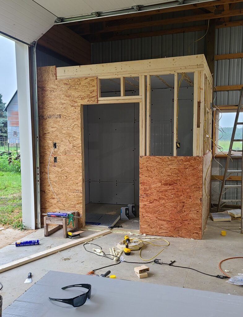 Walk-in cooler in progress