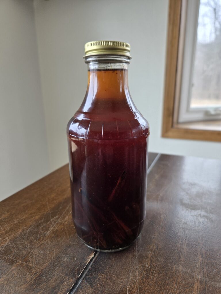 A homemade bottle of vanilla extract.