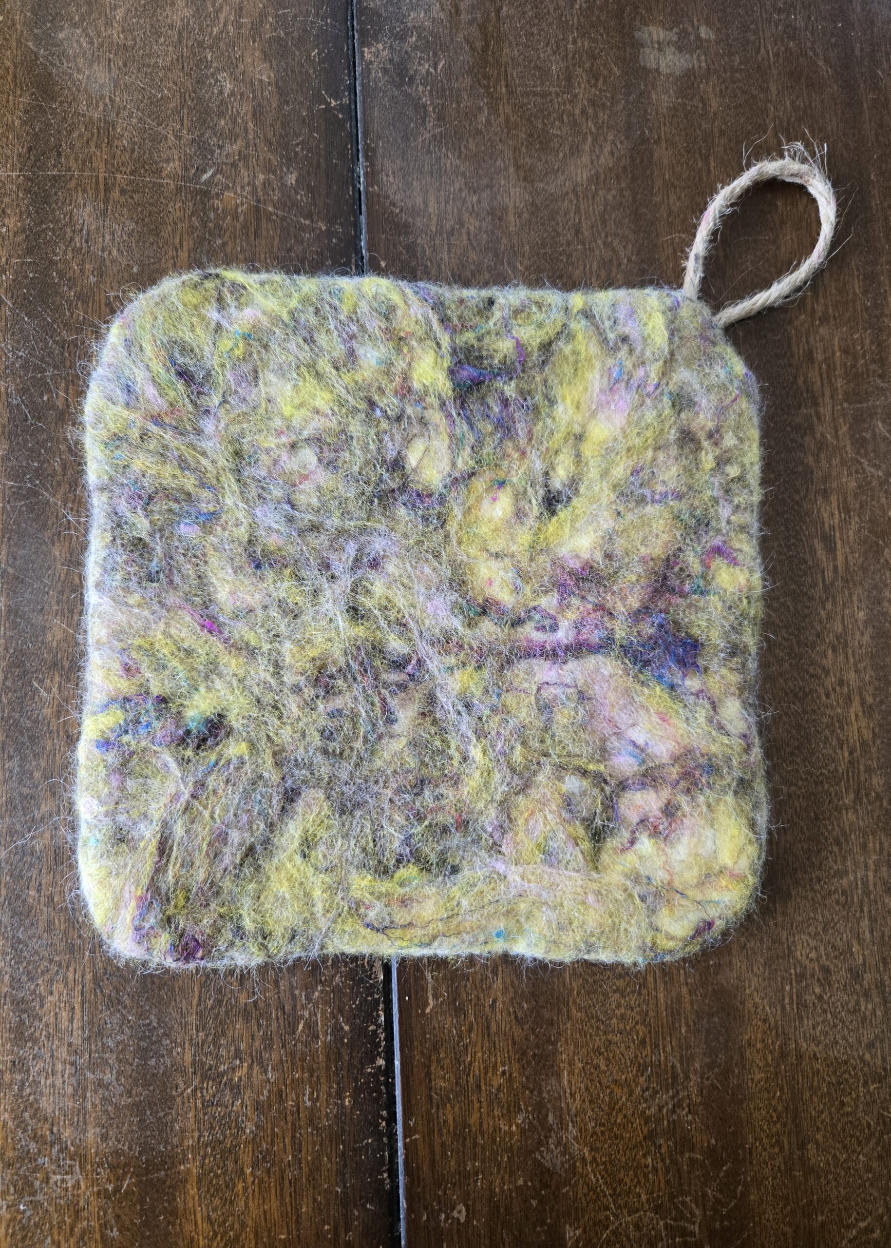 Wet-felted hot pad