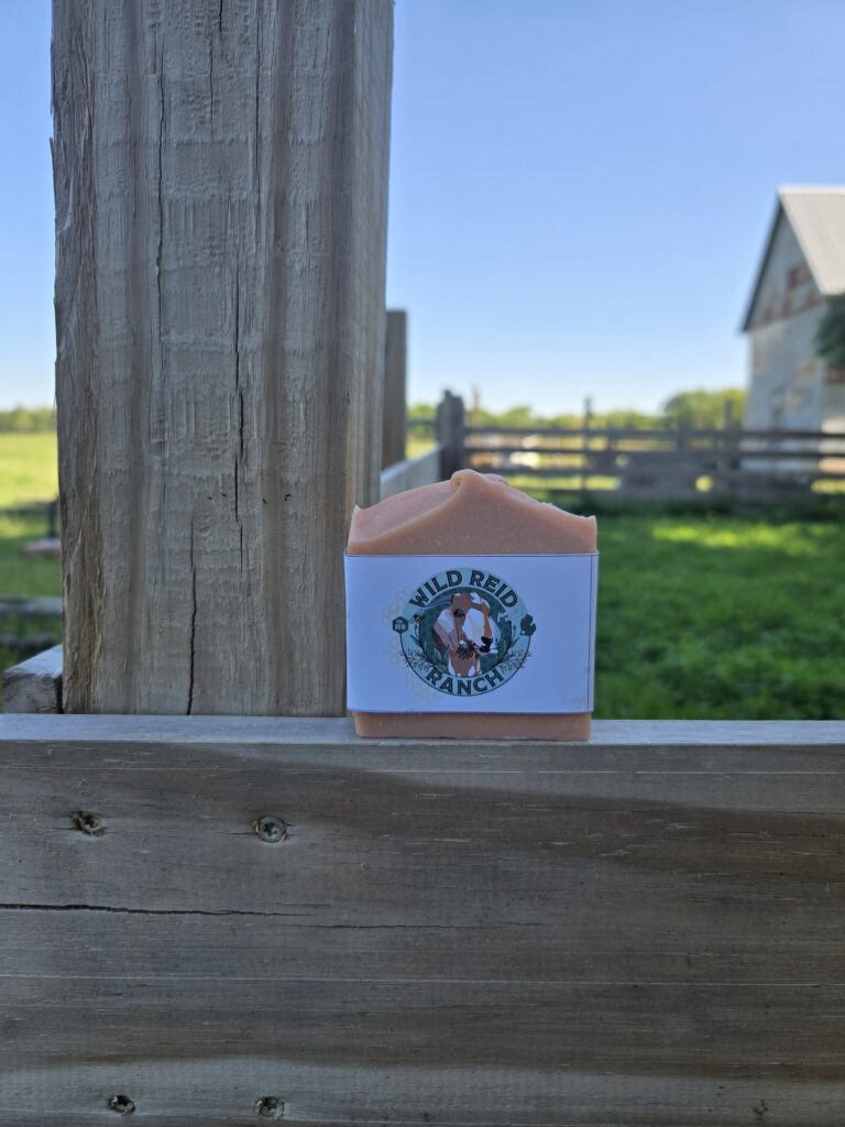 Cigar band soap label on a bar of goat milk soap