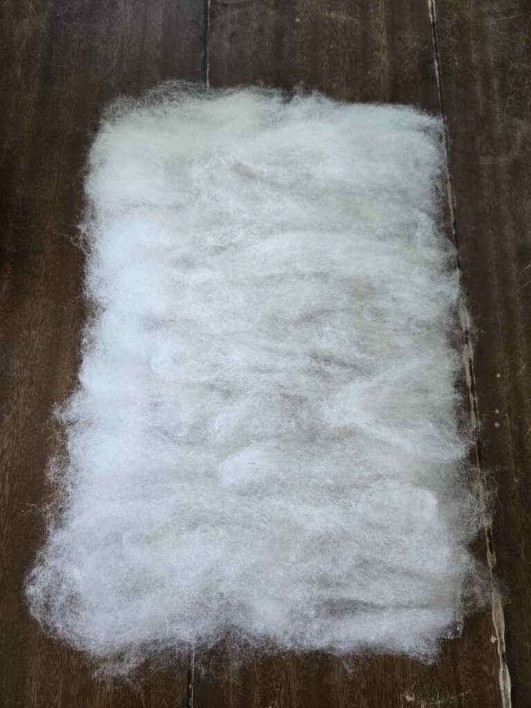 Wool backing laid out for wet felting