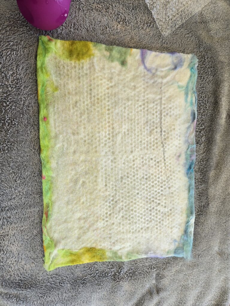 Wet felting in progress.