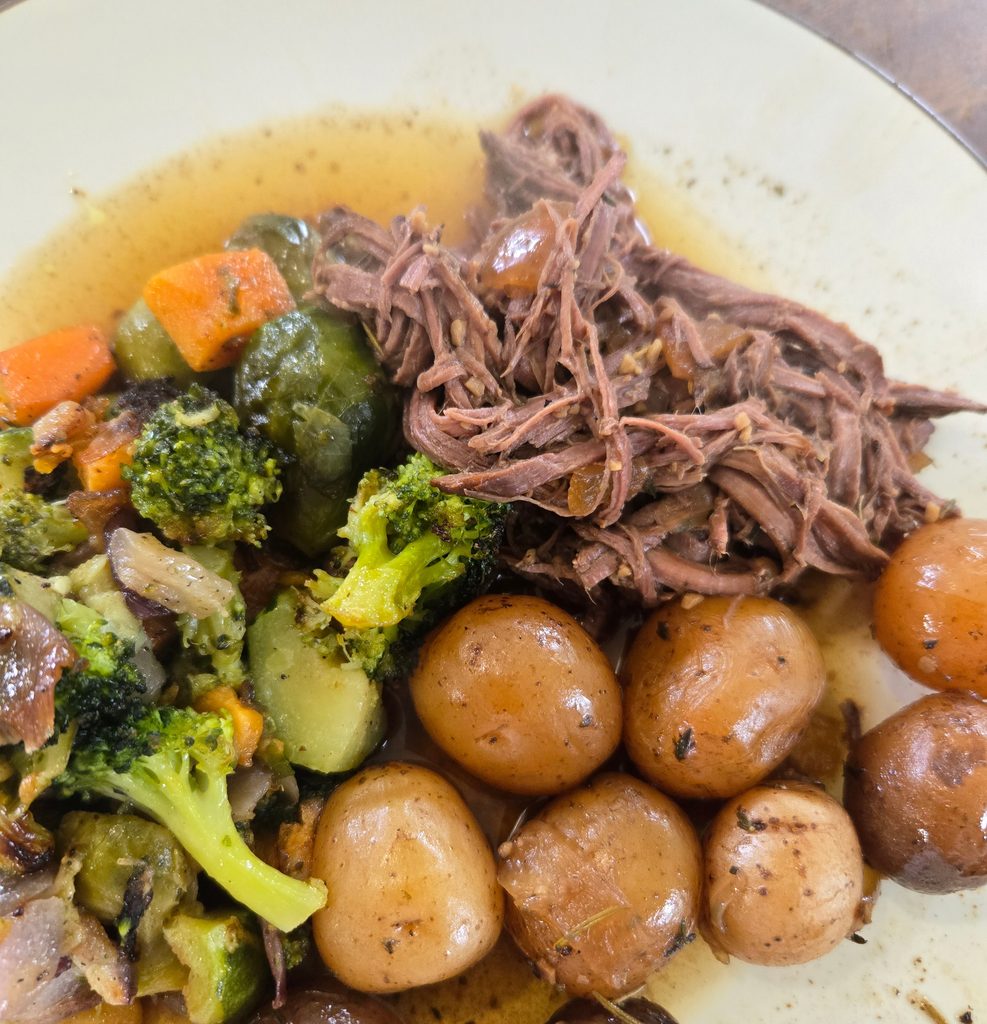 Slow cooker goat pot roast recipe